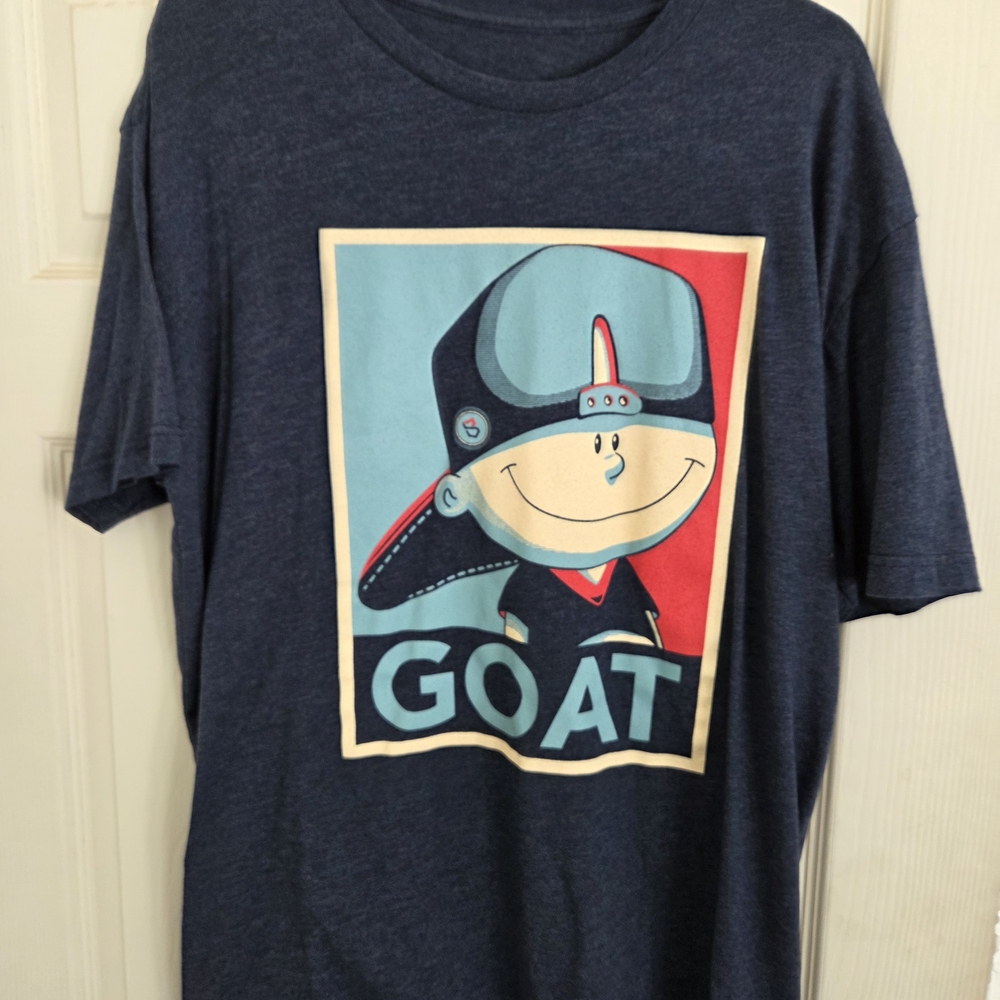 Navy Graphic 'GOAT' Short Sleeve Baseball Tee XL New/Never Worn. Without Tags.